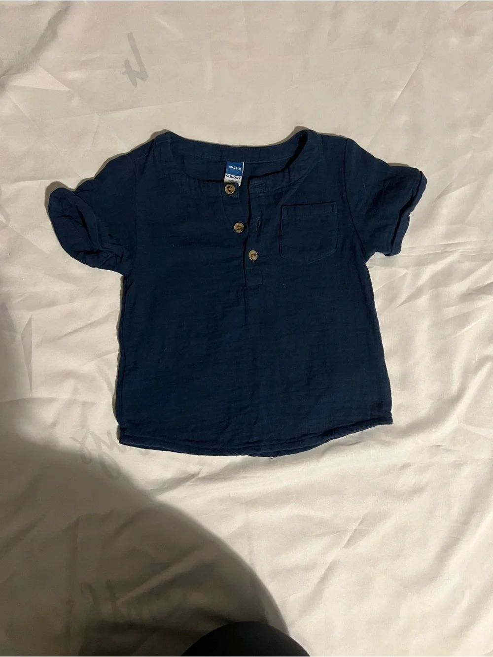 Old Navy Navy Blue Baby/Toddler Crinkle Cotton Short Set Size 18-24 Months